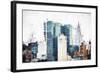 Manhattan Skyscrapers II - In the Style of Oil Painting-Philippe Hugonnard-Framed Giclee Print