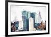 Manhattan Skyscrapers II - In the Style of Oil Painting-Philippe Hugonnard-Framed Giclee Print