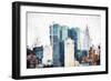 Manhattan Skyscrapers II - In the Style of Oil Painting-Philippe Hugonnard-Framed Giclee Print