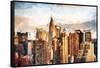 Manhattan Skyscrapers - In the Style of Oil Painting-Philippe Hugonnard-Framed Stretched Canvas