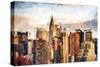 Manhattan Skyscrapers - In the Style of Oil Painting-Philippe Hugonnard-Stretched Canvas