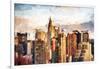 Manhattan Skyscrapers - In the Style of Oil Painting-Philippe Hugonnard-Framed Giclee Print