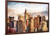 Manhattan Skyscrapers - In the Style of Oil Painting-Philippe Hugonnard-Framed Giclee Print