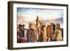 Manhattan Skyscrapers - In the Style of Oil Painting-Philippe Hugonnard-Framed Giclee Print