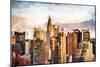 Manhattan Skyscrapers - In the Style of Oil Painting-Philippe Hugonnard-Mounted Premium Giclee Print
