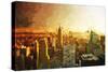 Manhattan Sunset II - In the Style of Oil Painting-Philippe Hugonnard-Stretched Canvas