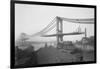 Manhattan Suspension Bridge under Construction as Viewed from Brooklyn-null-Framed Art Print