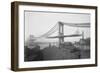 Manhattan Suspension Bridge under Construction as Viewed from Brooklyn-null-Framed Art Print