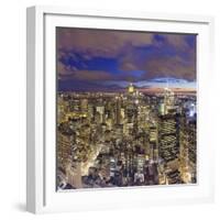 Manhattan View Towards Empire State Building at Sunset from Top of the Rock, at Rockefeller Plaza,-Gavin Hellier-Framed Photographic Print