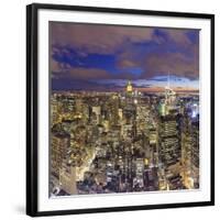 Manhattan View Towards Empire State Building at Sunset from Top of the Rock, at Rockefeller Plaza,-Gavin Hellier-Framed Photographic Print