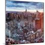 Manhattan View Towards Empire State Building at Sunset from Top of the Rock, at Rockefeller Plaza, -Gavin Hellier-Mounted Photographic Print