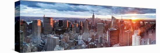 Manhattan View Towards Empire State Building at Sunset from Top of the Rock, at Rockefeller Plaza,-Gavin Hellier-Stretched Canvas