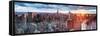 Manhattan View Towards Empire State Building at Sunset from Top of the Rock, at Rockefeller Plaza,-Gavin Hellier-Framed Stretched Canvas