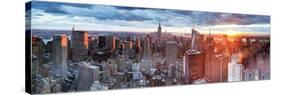 Manhattan View Towards Empire State Building at Sunset from Top of the Rock, at Rockefeller Plaza,-Gavin Hellier-Stretched Canvas