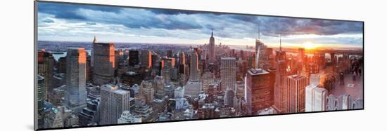 Manhattan View Towards Empire State Building at Sunset from Top of the Rock, at Rockefeller Plaza,-Gavin Hellier-Mounted Photographic Print