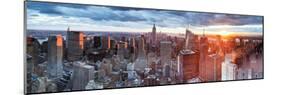 Manhattan View Towards Empire State Building at Sunset from Top of the Rock, at Rockefeller Plaza,-Gavin Hellier-Mounted Photographic Print