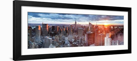 Manhattan View Towards Empire State Building at Sunset from Top of the Rock, at Rockefeller Plaza,-Gavin Hellier-Framed Photographic Print