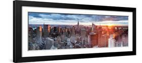 Manhattan View Towards Empire State Building at Sunset from Top of the Rock, at Rockefeller Plaza,-Gavin Hellier-Framed Photographic Print