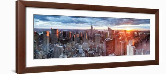 Manhattan View Towards Empire State Building at Sunset from Top of the Rock, at Rockefeller Plaza,-Gavin Hellier-Framed Photographic Print