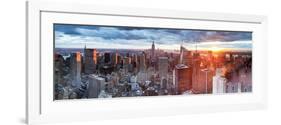 Manhattan View Towards Empire State Building at Sunset from Top of the Rock, at Rockefeller Plaza,-Gavin Hellier-Framed Photographic Print