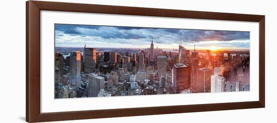 Manhattan View Towards Empire State Building at Sunset from Top of the Rock, at Rockefeller Plaza,-Gavin Hellier-Framed Photographic Print