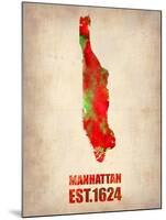 Manhattan Watercolor Map-NaxArt-Mounted Art Print