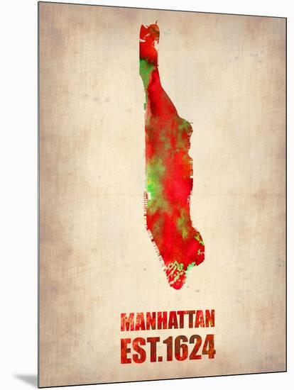 Manhattan Watercolor Map-NaxArt-Mounted Art Print