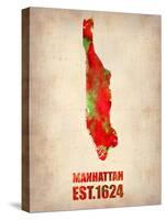 Manhattan Watercolor Map-NaxArt-Stretched Canvas