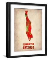 Manhattan Watercolor Map-NaxArt-Framed Art Print