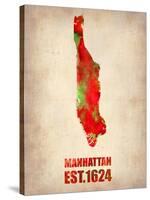 Manhattan Watercolor Map-NaxArt-Stretched Canvas