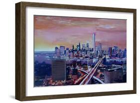 Manhattan with One World Trade Center and Crossing Streets-Markus Bleichner-Framed Art Print