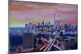 Manhattan with One World Trade Center and Crossing Streets-Markus Bleichner-Mounted Art Print
