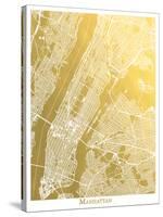 Manhattan-The Gold Foil Map Company-Stretched Canvas