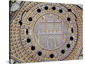 Manhole Cover with Hamburg's Coat of Arms, Hamburg, Germany-Miva Stock-Stretched Canvas