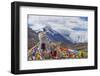 Mani pile and prayer flags in Rongbuk Valley, Lhotse peak, Mt. Everest, Shigatse Prefecture, Tibet-Keren Su-Framed Photographic Print