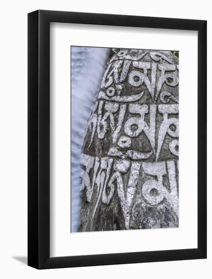 Mani Stone and prayer flag.-Lee Klopfer-Framed Photographic Print