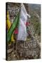 Mani Stone and prayer flags along a trail, Nepal.-Lee Klopfer-Stretched Canvas