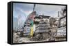 Mani Stones and prayer flags on a trail, Nepal.-Lee Klopfer-Framed Stretched Canvas