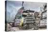 Mani Stones and prayer flags on a trail, Nepal.-Lee Klopfer-Stretched Canvas