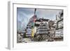 Mani Stones and prayer flags on a trail, Nepal.-Lee Klopfer-Framed Photographic Print