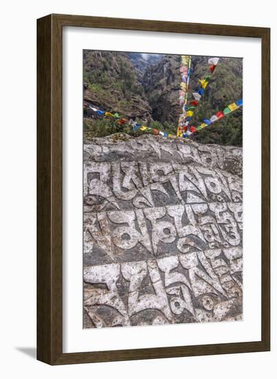 Mani Stones and prayer flags.-Lee Klopfer-Framed Photographic Print