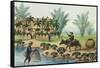 Manila and it's Environs: a Scene on the Pasig River-Jose Honorato Lozano-Framed Stretched Canvas
