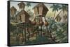 Manila and it's Environs: Huts of the Mountain Indians-Jose Honorato Lozano-Framed Stretched Canvas