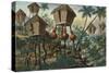 Manila and it's Environs: Huts of the Mountain Indians-Jose Honorato Lozano-Stretched Canvas