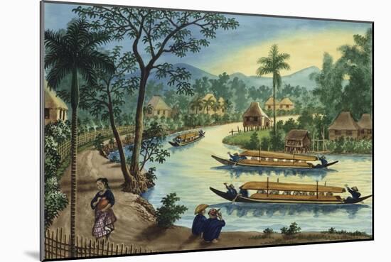 Manila and it's Environs: View Near the Town of Taguig on the Pasig River-Jose Honorato Lozano-Mounted Giclee Print
