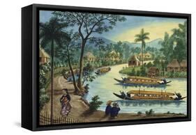 Manila and it's Environs: View Near the Town of Taguig on the Pasig River-Jose Honorato Lozano-Framed Stretched Canvas