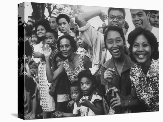 Manila Crowds Celebrate Philippines 15th Independence Anniversary During Douglas Macarthur's Visit-Grey Villet-Stretched Canvas