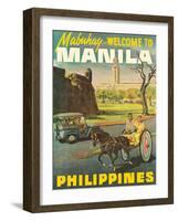 Manila Philippines - Mabuhay (Welcome), Vintage Travel Poster, 1950s-Pacifica Island Art-Framed Art Print