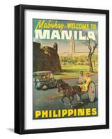 Manila Philippines - Mabuhay (Welcome), Vintage Travel Poster, 1950s-Pacifica Island Art-Framed Art Print