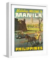 Manila Philippines - Mabuhay (Welcome), Vintage Travel Poster, 1950s-Pacifica Island Art-Framed Art Print